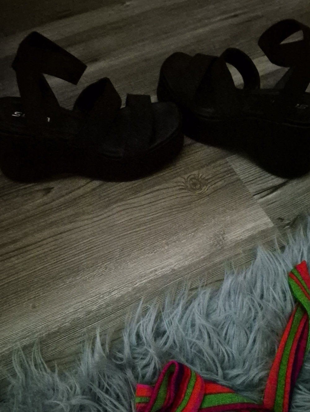 Soda Black Platform Sandals with Ankle Strap